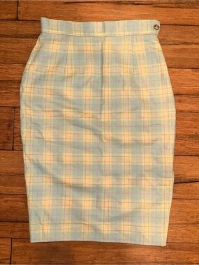 90s VIVIENNE WESTWOOD RED LABEL WOOL PLAID PENCIL SKIRT